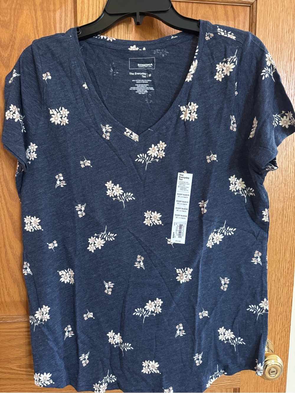Sonoma Navy Floral V‑Neck Women’s Top